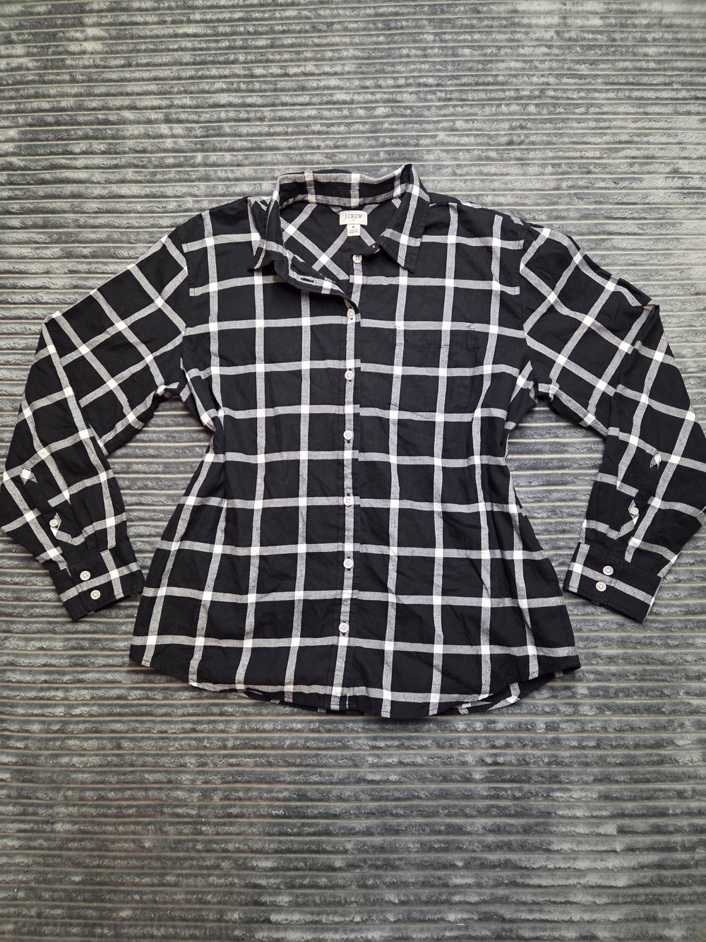 J. Crew Black and White Windowpane Button-Down Shirt